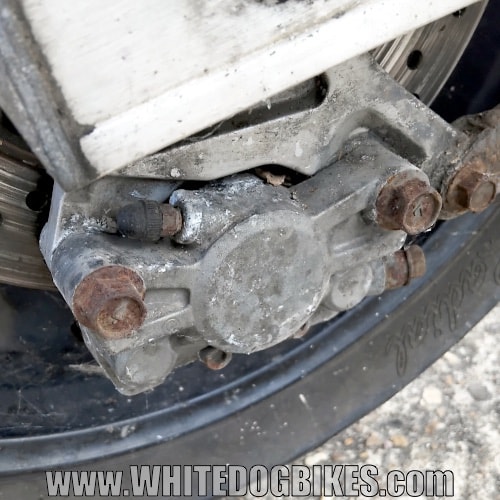 FZS600 Fazer OEM rear brake caliper on the bike