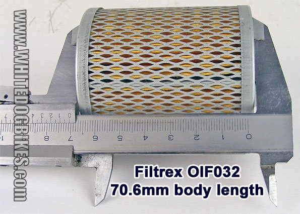 Body length of the Filtrex OIF032 filter