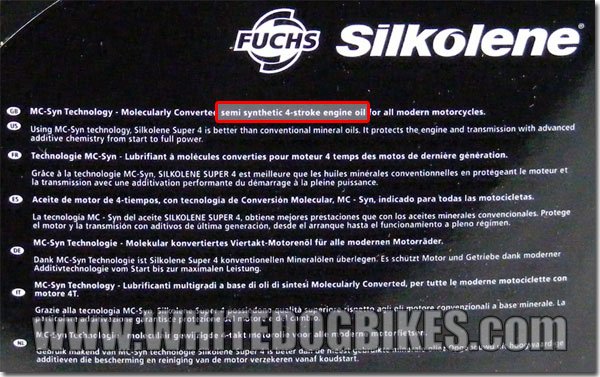 Silkolene semi synthetic oil - back