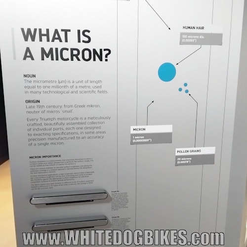 Triumph display explaining what a micron is