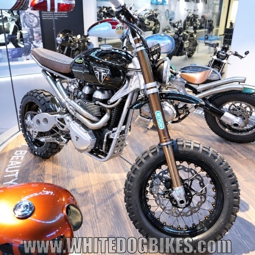 Custom made scrambler / tracker bike used in a design competition at Triumph