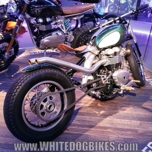 Bonneville based Custom Bobber style bike designed and made by the Triumph Design Team