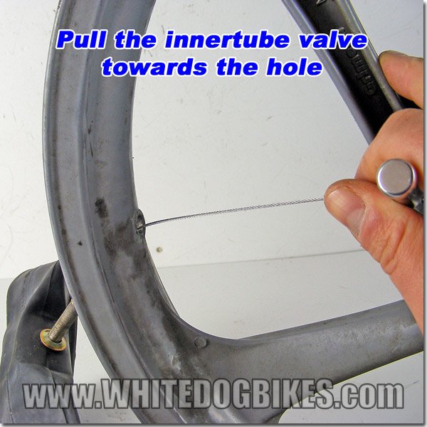 Pulling the valve towards the hole