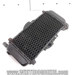 OEM Yamaha FZR400 Genesis 1WG used radiator in black removed from the bike with wear from use