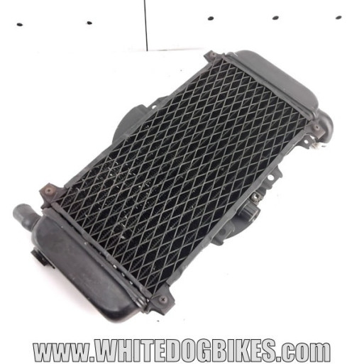 OEM Yamaha FZR400 Genesis 1WG used radiator in black removed from the bike with wear from use