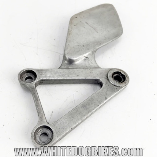 Genuine Honda VFR400 NC30 used left front footpeg hanger plate in chrome with heel guard
