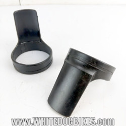 OEM Yamaha FZS600 Fazer used plastic front fork protectors in black with marks from use