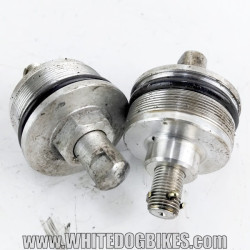Genuine Yamaha FZS600 Fazer used top fork cap bolts in chrome with marks from use