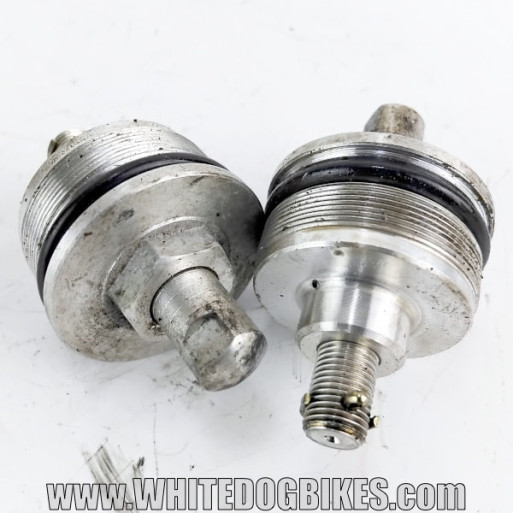 Genuine Yamaha FZS600 Fazer used top fork cap bolts in chrome with marks from use