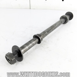 OEM Yamaha FZS600 Fazer used rear wheel spindle removed from the bike with light marks from use