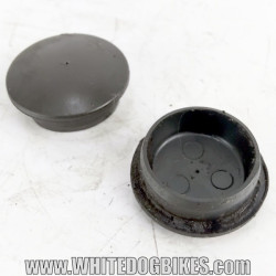 OEM Yamaha FZS600 Fazer used swinging arm spindle plastic caps with light marks from use