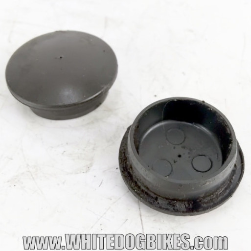 OEM Yamaha FZS600 Fazer used swinging arm spindle plastic caps with light marks from use