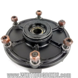 OEM Yamaha FZS600 Fazer used rear sprocket carrier in black with marks from use