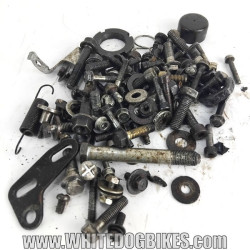 Mixed used motorcycle nuts, bolts, spacers, springs, washers and other parts