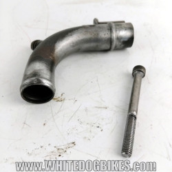 OEM Yamaha FZS600 Fazer used black metal water pump pipe with marks and wear from use