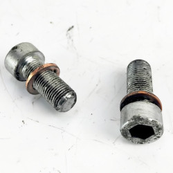 OEM Yamaha FZS600 Fazer used fork drain bolts in chrome with marks from use